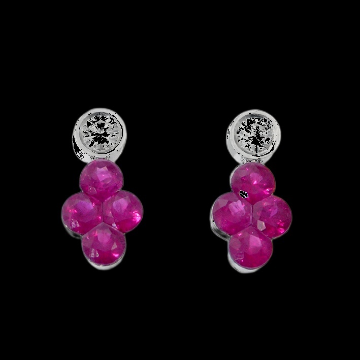 Boucles Trèfle Rubis Diamant