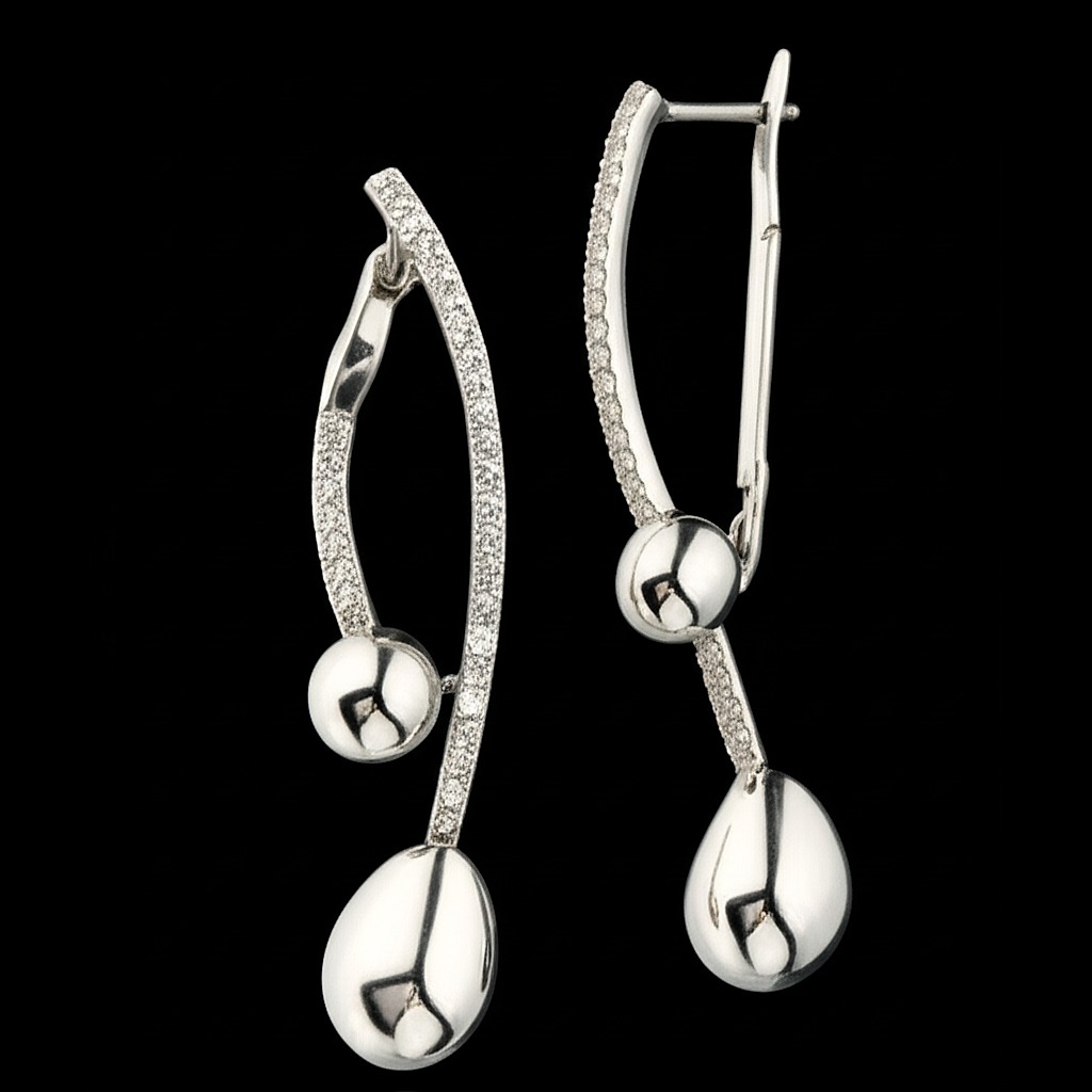 Boucles d'Oreilles Perles et Diamants