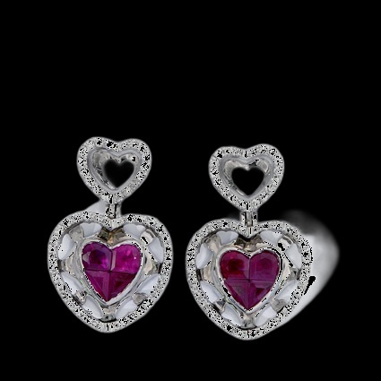 Boucles d'Oreilles Cœur Rubis