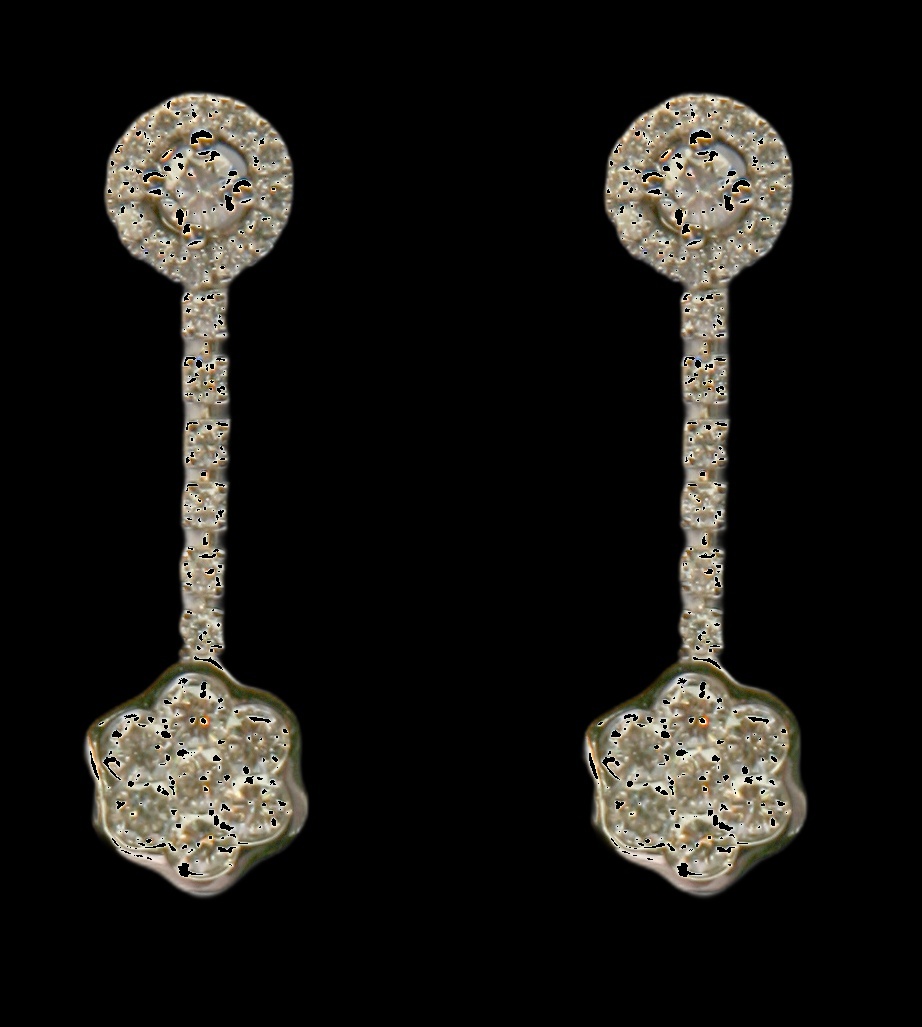 Boucles d'Oreilles Florales en Diamants
