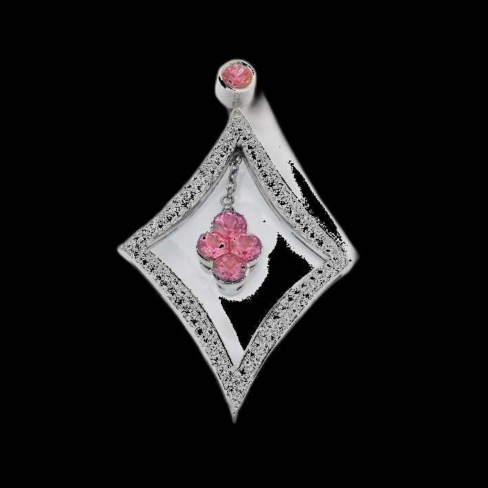 Pendentif Fleur Rose Diamant