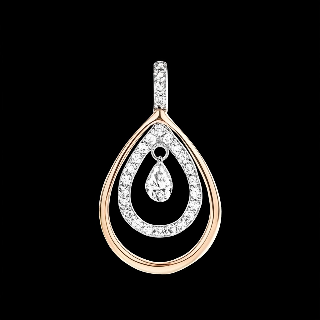 Pendentif Larme Diamant Rose