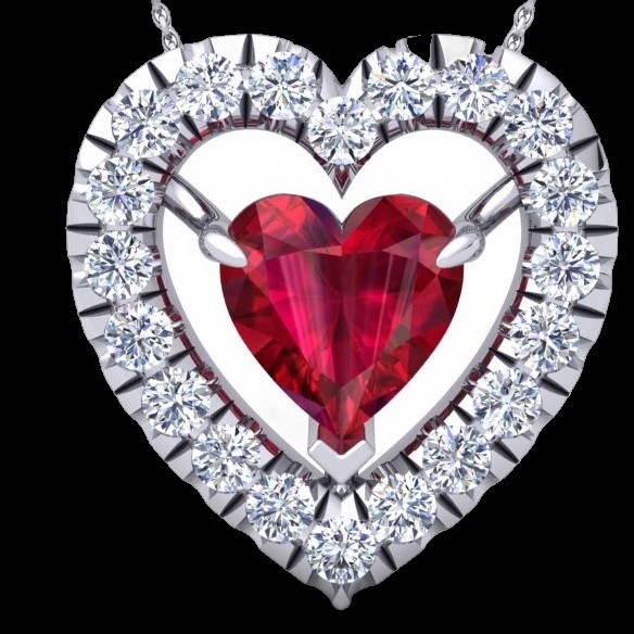 Boucles d'Oreilles Cœur Rubis Éternel