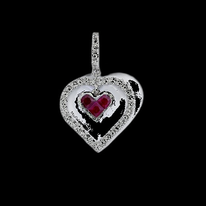 Pendentif Cœur Rubis Diamant