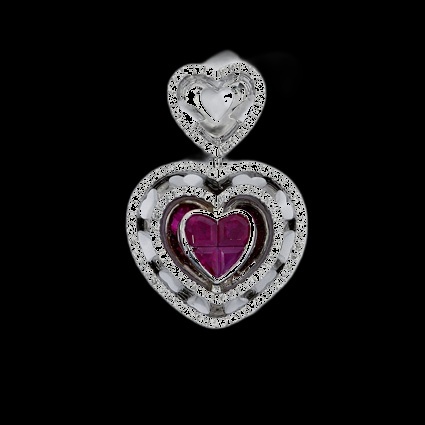 Pendentif Double Cœur Rubis