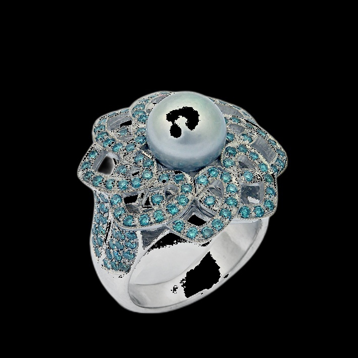 Bague Lotus Océanique Perlée