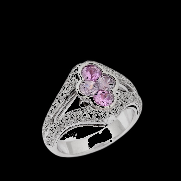 Bague Trèfle Rose Diamant