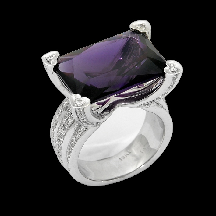 Bague Couronne Améthyste Coeur