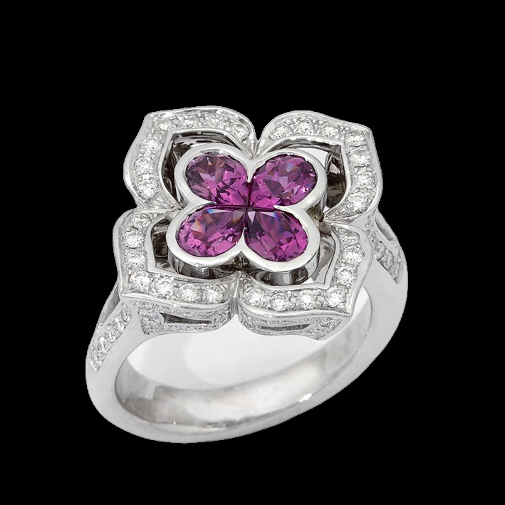 Bague Trèfle Violet Diamant