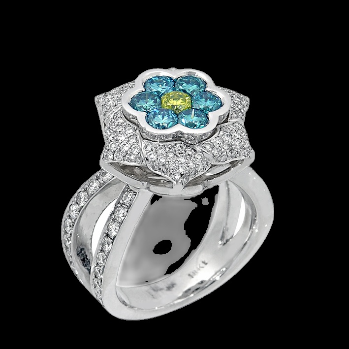 Bague Diamant Fleur Azurée
