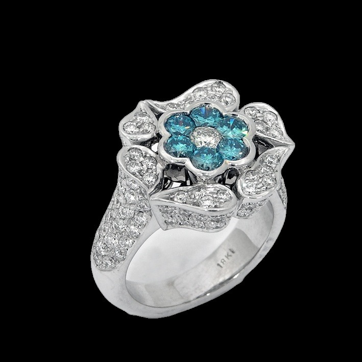 Bague Diamant Fleur Azurée