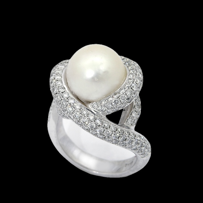 Bague Perle Tourbillon Diamant