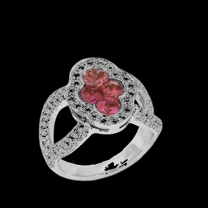 Bague Trèfle Rose Diamant