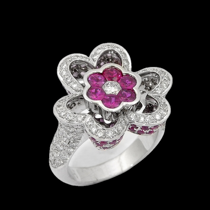 Bague Diamant Fleur de Rubis