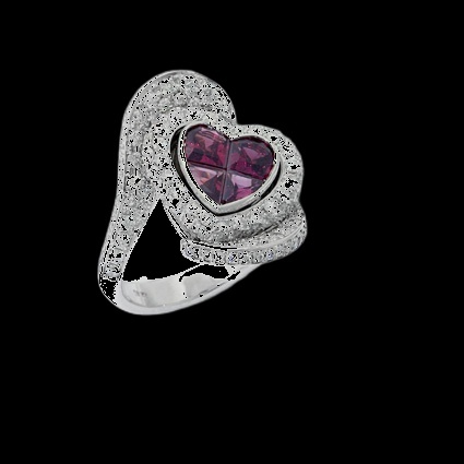 Bague Coeur Améthyste Halo