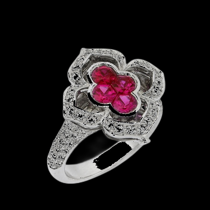 Bague Trèfle Rubis Royal