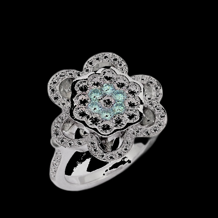 Bague Diamant Fleur Aqua