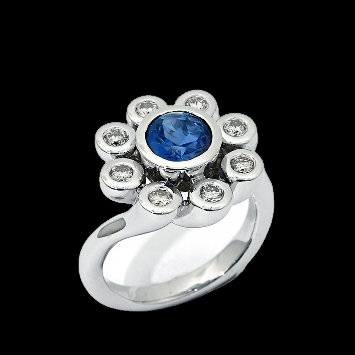 Bague Fleur Saphir Céleste
