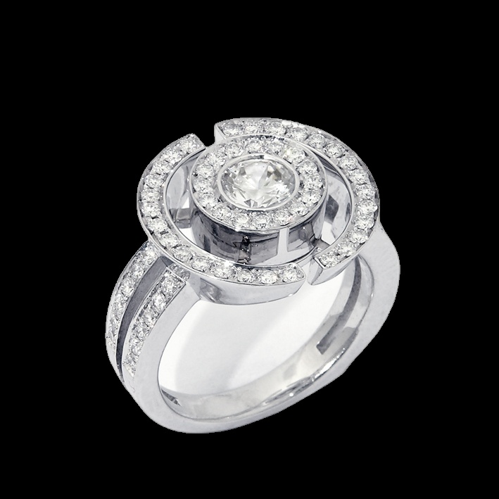Bague Diamant Halo Céleste