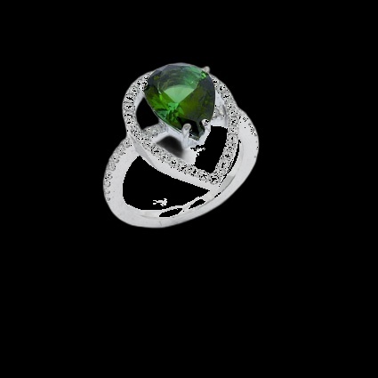 Bague Auréole Émeraude Goutte