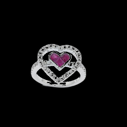 Bague Double Cœur Rubis