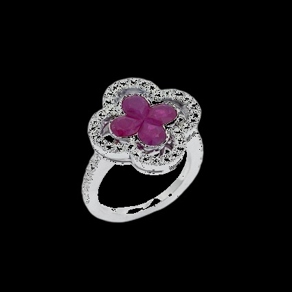 Bague Trèfle Rubis Diamant