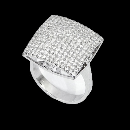Bague Carrée Pavée Diamants
