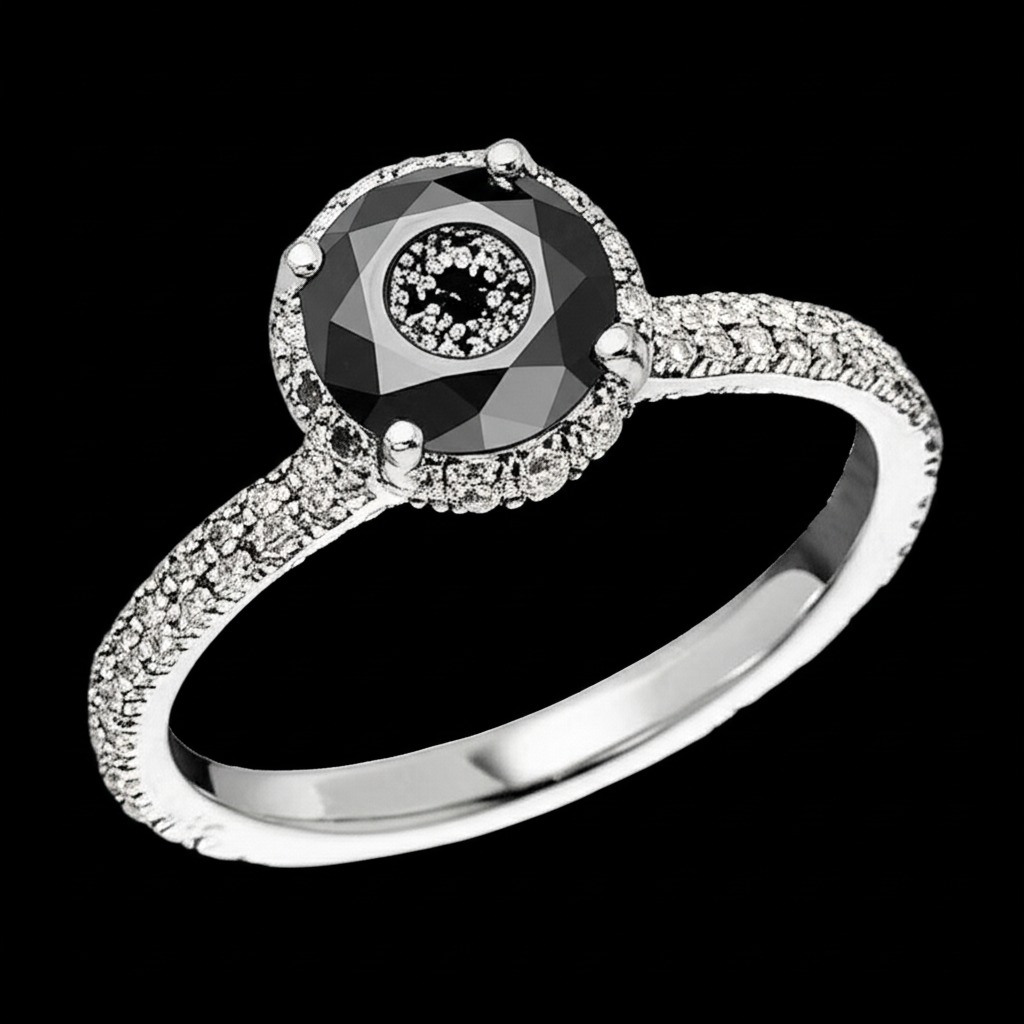 Bague Torsadée Diamant Noir